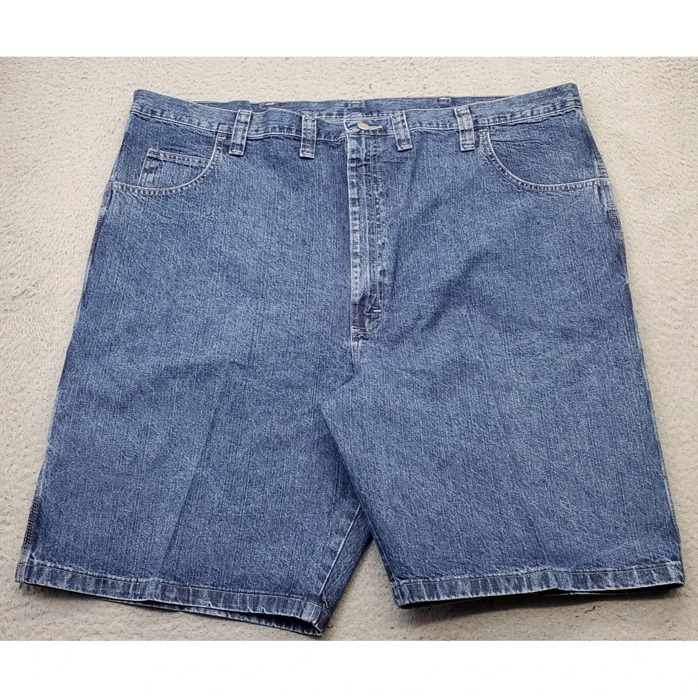 Wrangler Carpenter Shorts Mens 48 Blue Dungarees Loose Fit‎ High Rise Flat Front